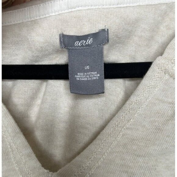 Aerie Sweatshirt Women’s Short Sleeve Sweatshirt Beige Hoodie Lace Size Large - Picture 3 of 11